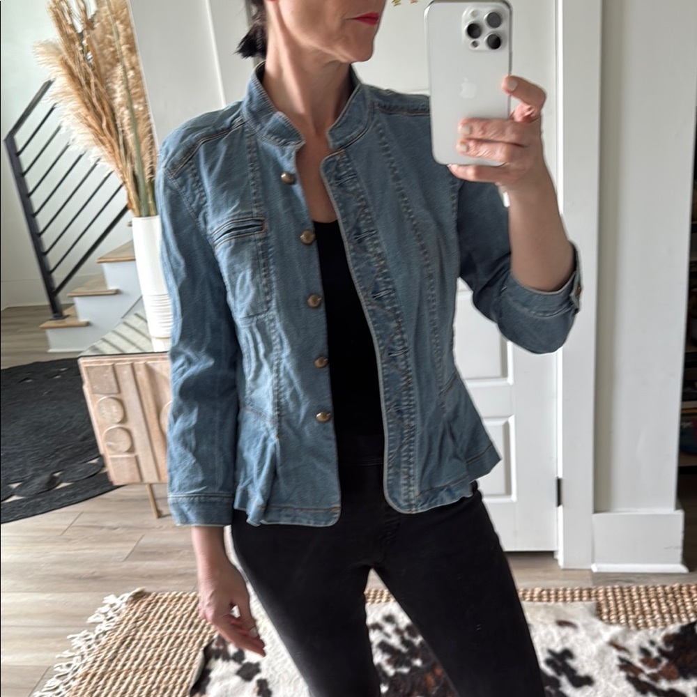 LOFT Blue Jean Jacket Classic Fitted Design